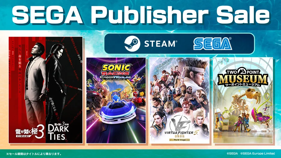 『龍が如く 極3 / Dark Ties』が40％オフ、『ソニックレーシング クロスワールド』は60％オフに！「SEGA Publisher Sale」がSteamで開催中