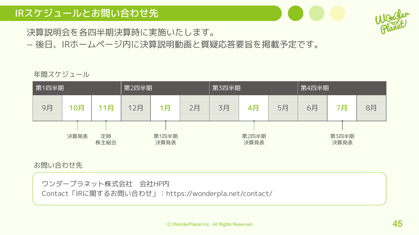 ワンダープラネット 2026年8月期 第3四半期 決算説明資料 45ページ
