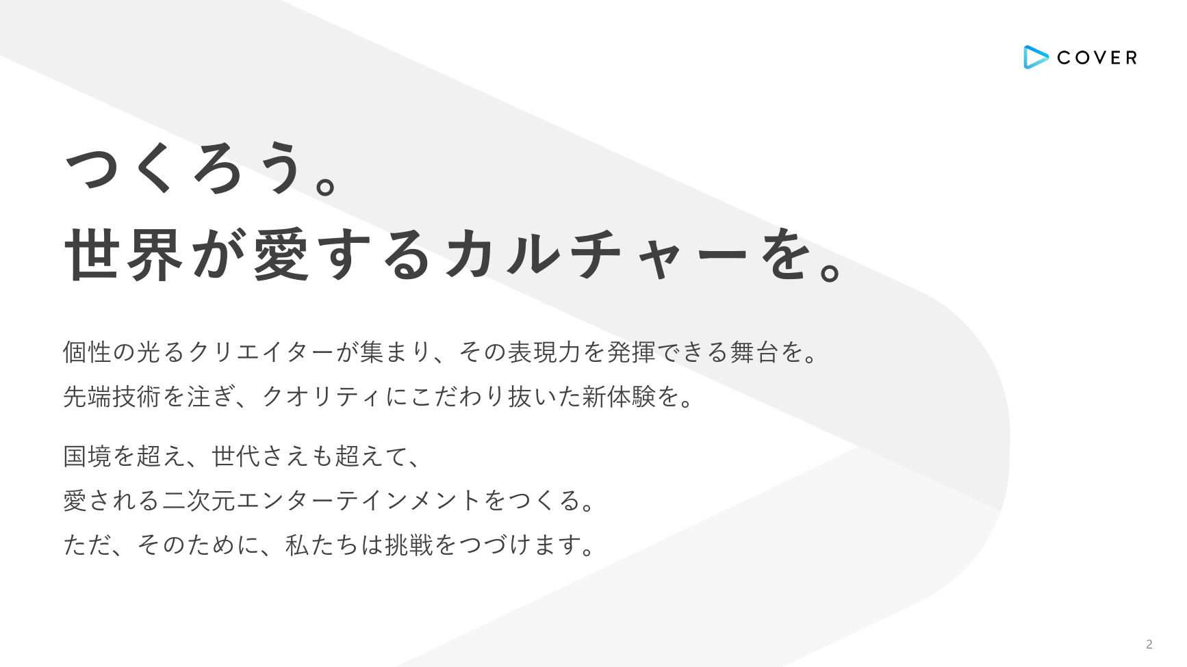 カバー(hololive) 2027年3月期 第1四半期 決算説明資料 2ページ