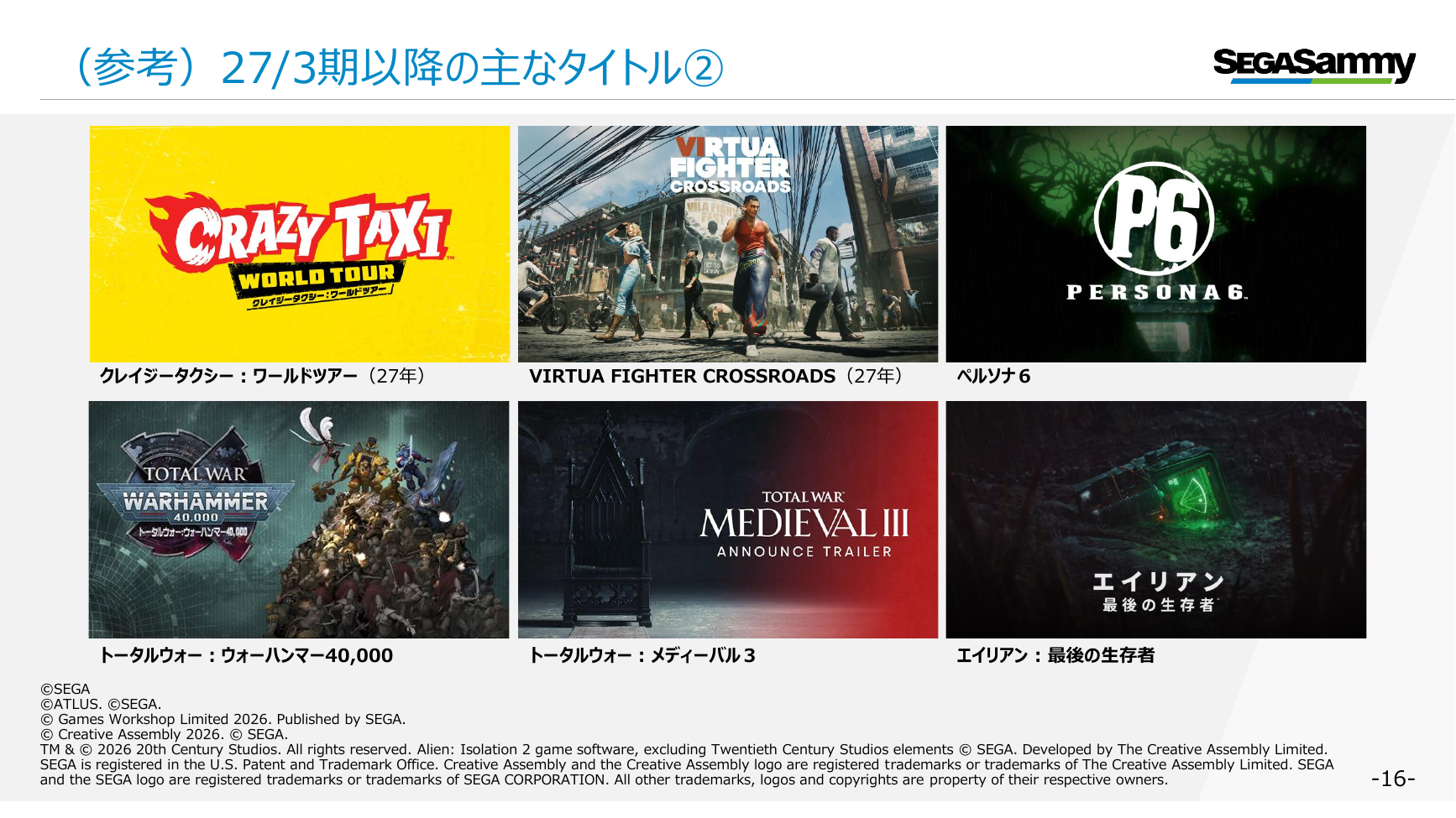 セガサミーHD 2027年3月期 第1四半期 決算プレゼンテーション 16ページ
