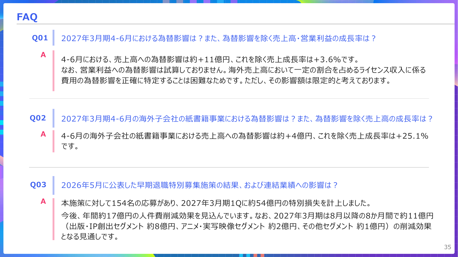 KADOKAWA 2027年3月期 第1四半期 決算説明資料 35ページ
