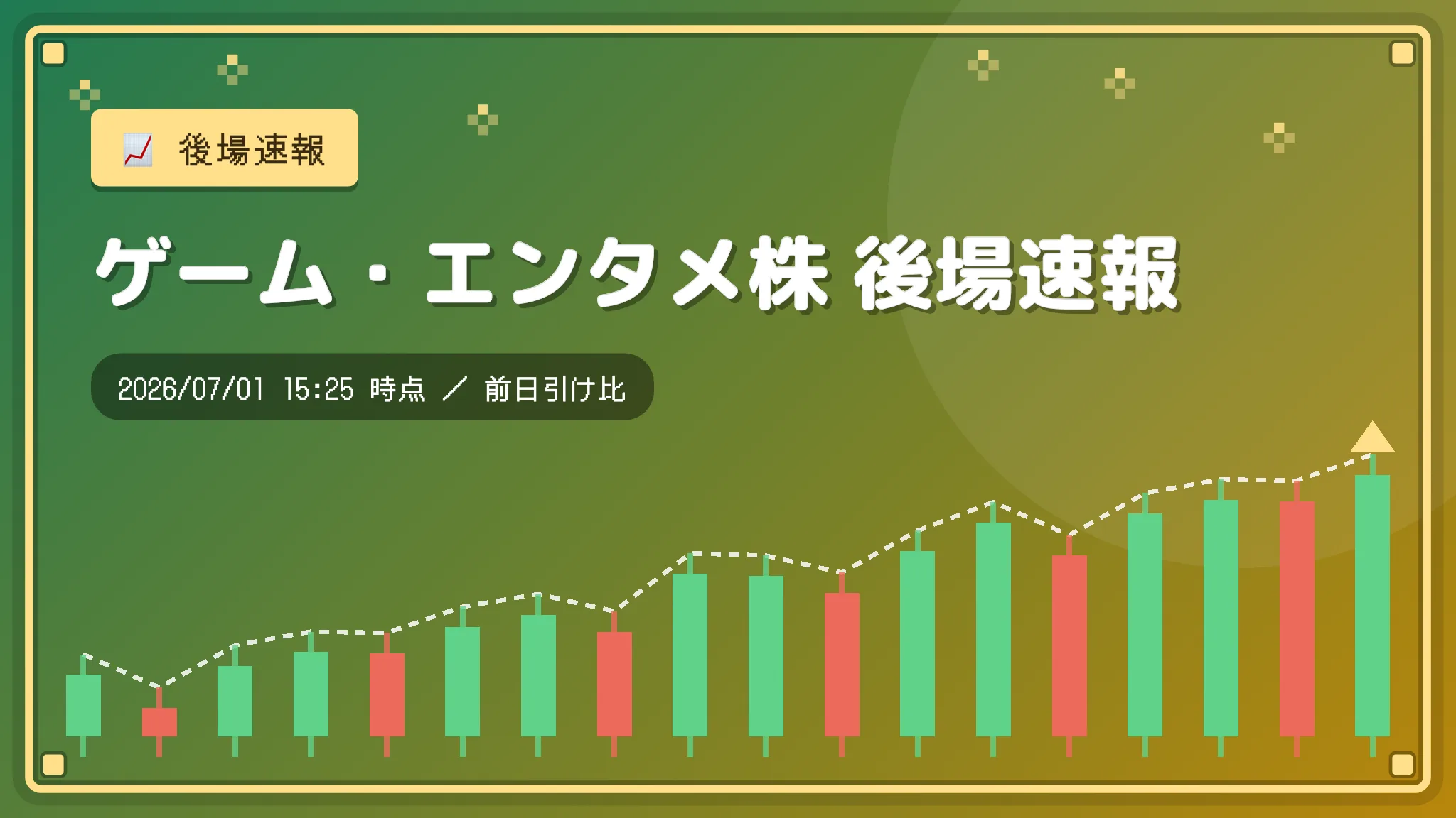 【ゲーム・エンタメ株】後場速報(2026/07/01)