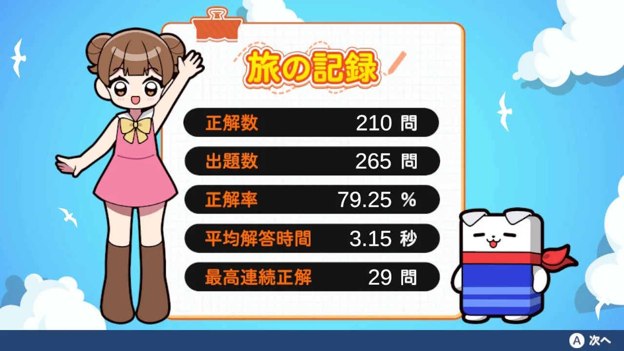 日本一周漢字の旅 ゲーム画面4