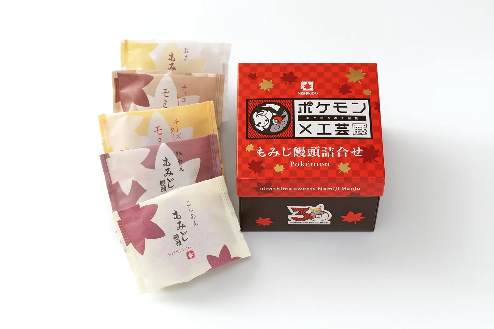 「ポケモン×工芸展」開催記念、にしき堂が5種の味を詰めた限定もみじ饅頭を発売