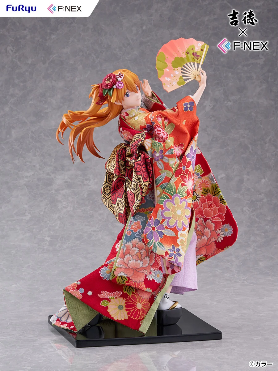 斜め前から見たアスカの日本人形フィギュア全身