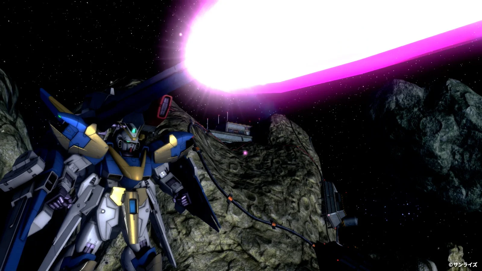 宇宙空間で大型ビームを放つV2アサルトバスターガンダム