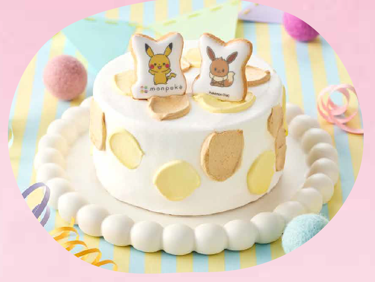 モンポケ ピカチュウ&イーブイのパステルバースデーケーキ