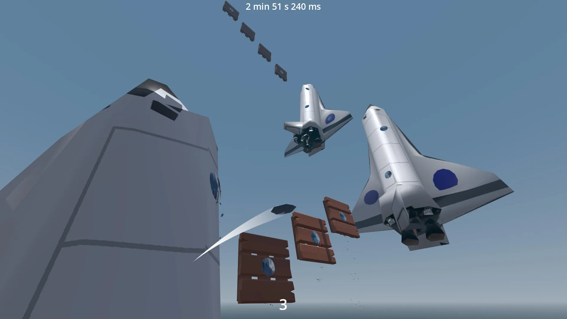 宇宙船のミニチュアが浮かぶステージ