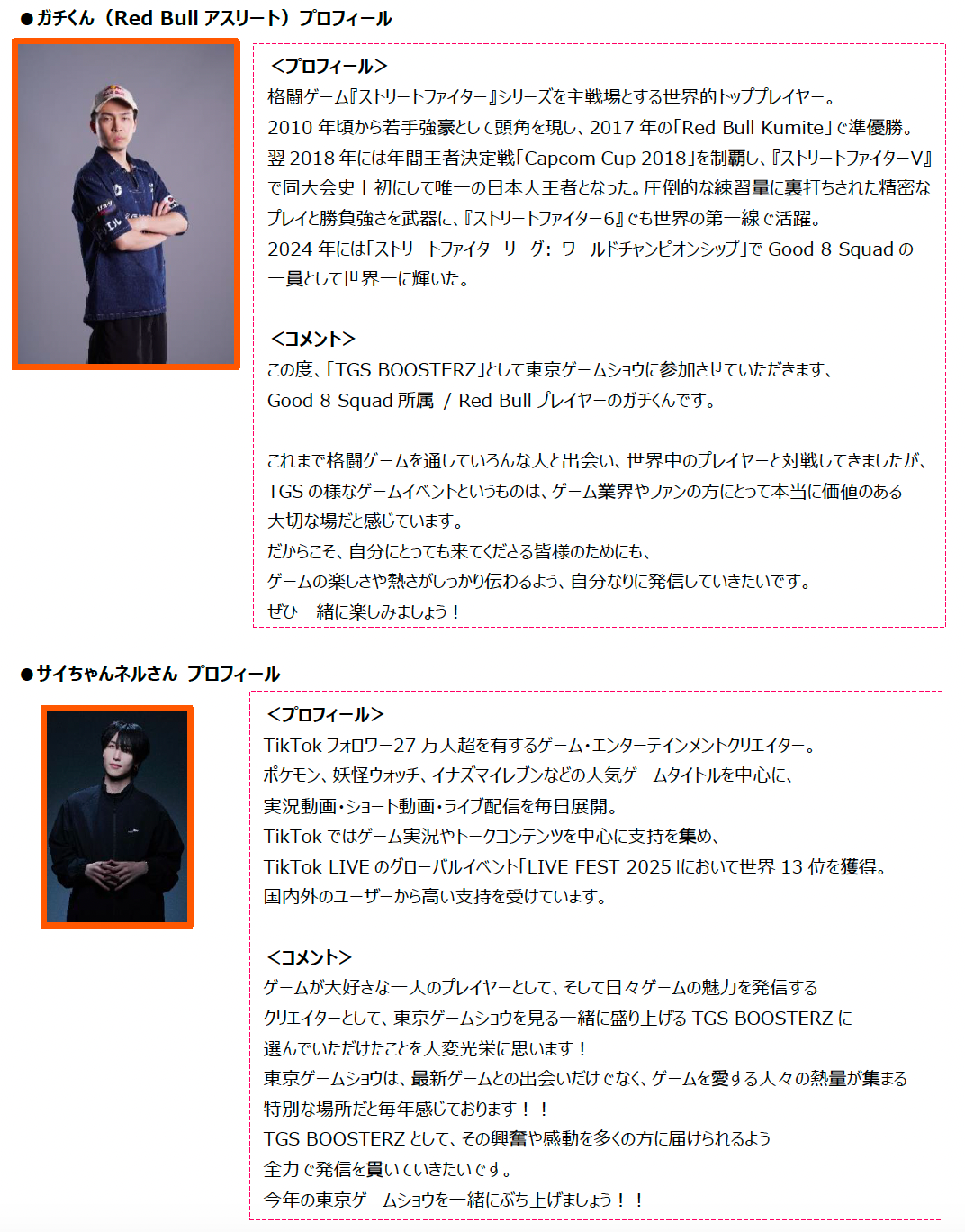 ガチくんとサイちゃんネルさんのプロフィール