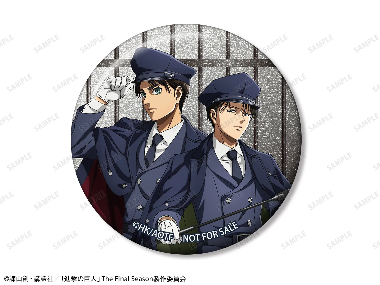 アニメイトBOX特典 描き下ろし エレン＆リヴァイ 看守ver. グリッター缶バッジ